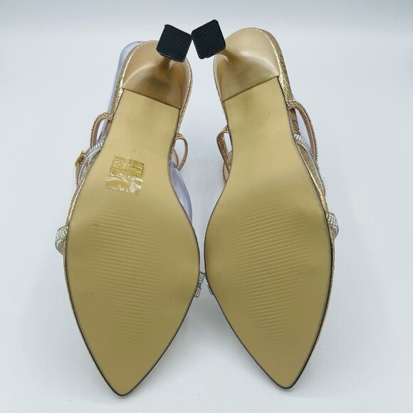 Heels Womens Size 10 Sandals Strappy Rhinestones Metallic Ankle Strap Cute Shiny - Picture 9 of 13